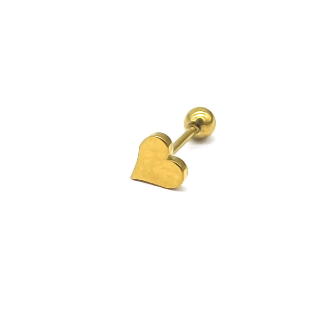 Hart piercing goud. Gouden piercing met heart er op. De piercing is van roestvrij staal en waterproof. Afmetingen: 3mm